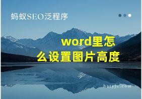 word里怎么设置图片高度