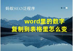 word里的数字复制到表格里怎么变