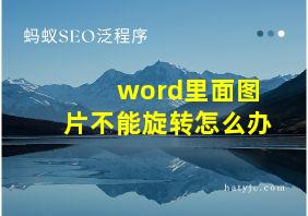 word里面图片不能旋转怎么办