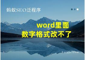 word里面数字格式改不了