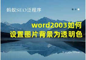 word2003如何设置图片背景为透明色