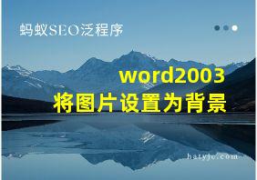 word2003将图片设置为背景