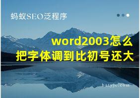 word2003怎么把字体调到比初号还大