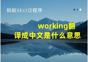 working翻译成中文是什么意思