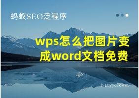 wps怎么把图片变成word文档免费