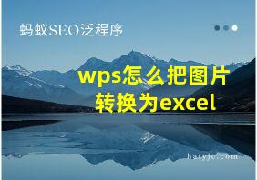 wps怎么把图片转换为excel