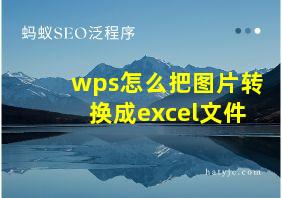 wps怎么把图片转换成excel文件