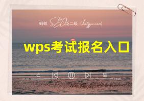 wps考试报名入口