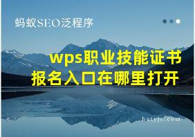 wps职业技能证书报名入口在哪里打开