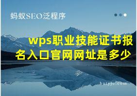 wps职业技能证书报名入口官网网址是多少