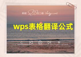 wps表格翻译公式