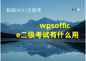 wpsoffice二级考试有什么用