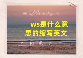 ws是什么意思的缩写英文