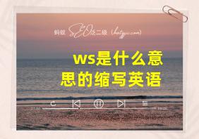 ws是什么意思的缩写英语