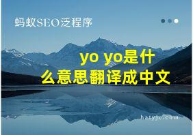 yo yo是什么意思翻译成中文