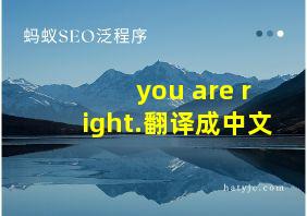 you are right.翻译成中文