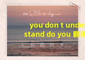 you don t understand do you 翻译