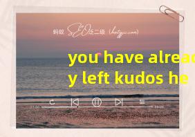 you have already left kudos here翻译